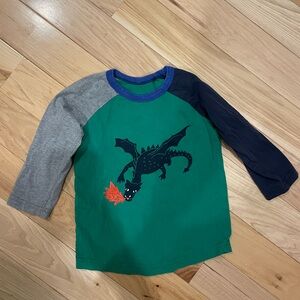 Mini Boden Green Dragon Long Sleeve Tee